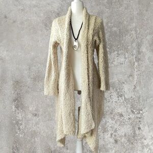 Soma Cream Cozy Boho Fuzzy Knit Open-Front Cardigan Sz Small-Medium